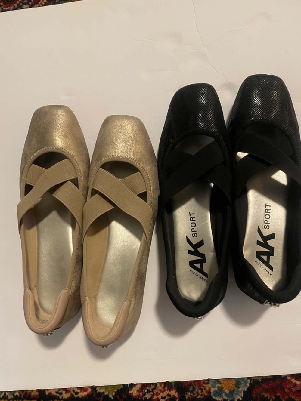 Anne Klein Sport Crisscross Ballet Flats in Beige and Black - Picture 8 of 8